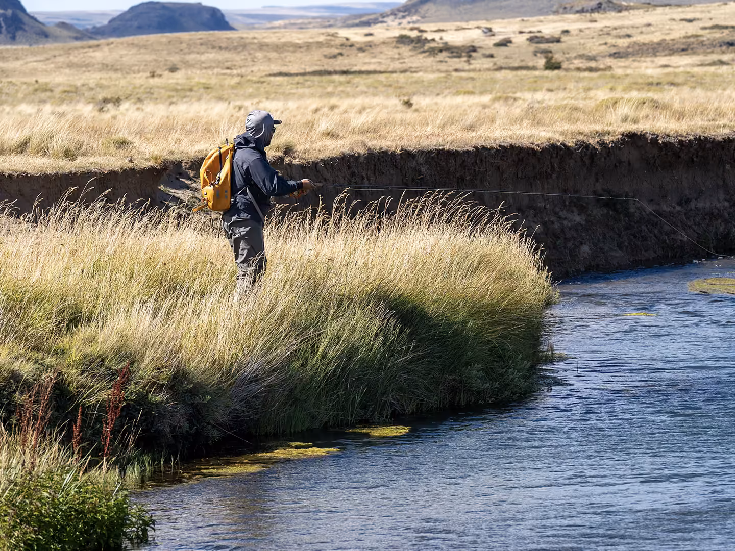 Anglers fishing in chilean patagonia