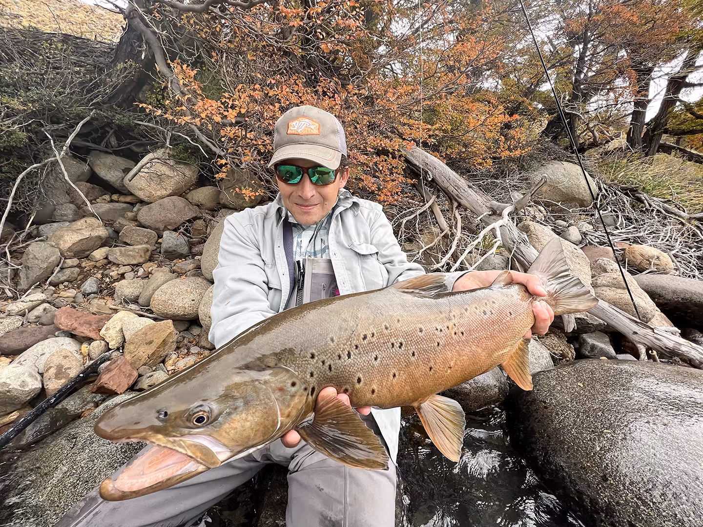 Trophy brown trout caught in Chilean Patagonia
